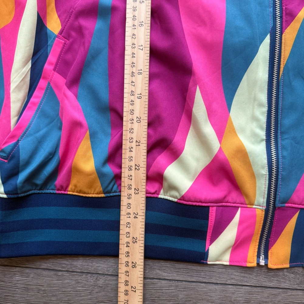 Tek Gear Womens 3X Track Jacket Pink Blue Abstract Geometric Full Zip Mock Neck - Picture 9 of 9